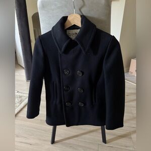 Fox Knapp Girls Wool Pea Coat Youth Size 10 Navy Union Made USA Vintage
